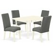 Pemberly Row 5-Piece Wood Dining Set in Linen White and Gray