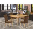 Pemberly Row 5-Piece Dining Set with Rubberwood Table in Oak/Brown