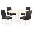 Pemberly Row 5-Piece Dining Set with Rubberwood Table in White/Gray