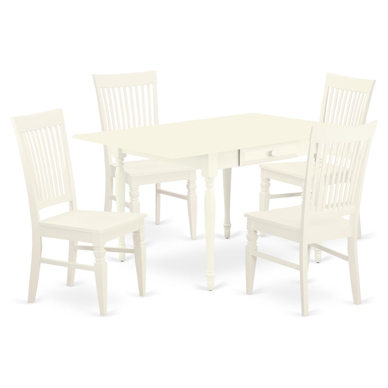 Pemberly Row 5-Piece Wood Dining Set in Linen White Finish