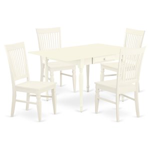 Pemberly Row 5-Piece Wood Dining Set in Linen White Finish