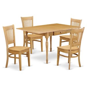 Pemberly Row 5-Piece Wood Dining Set in Oak Finish
