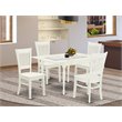 Pemberly Row 5-Piece Dining Set with Slatted Wooden Seats in Linen White