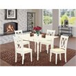 Pemberly Row 5-Piece Dining Set with Linen Seats in Linen White Finish