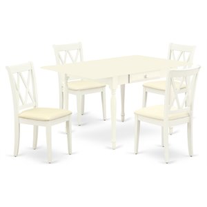 Pemberly Row 5-Piece Dining Set with Linen Seats in Linen White Finish