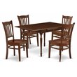 Pemberly Row 5-Piece Wood Dining Table Set in Mahogany Finish