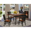 Pemberly Row 5-Piece Dining Set in Black and Cherry with Slat Back Chairs