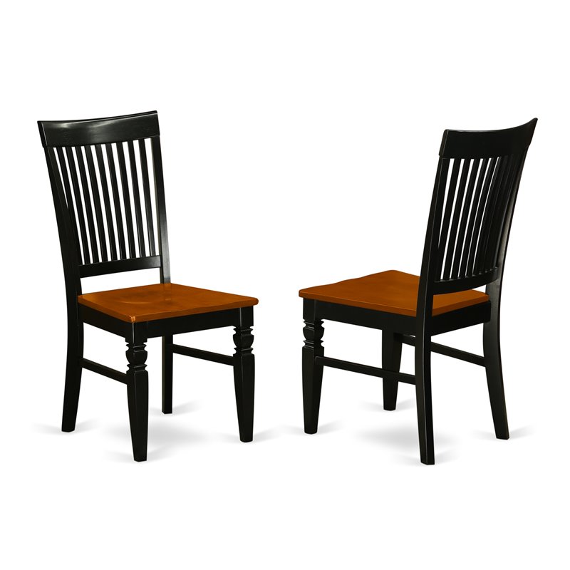Pemberly Row 5-Piece Dining Set in Black and Cherry with Slat Back Chairs