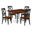 Pemberly Row 5-Piece Wood Dining Set in Black and Cherry with Drawer Features