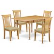 Pemberly Row 5-Piece Dining Set in Oak with Fabric Seats and Slat Back