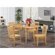 Pemberly Row 5-Piece Wood Dining Set in Oak with Slat Back Chairs