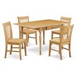Pemberly Row 5-Piece Wood Dining Set in Oak with Slat Back Chairs