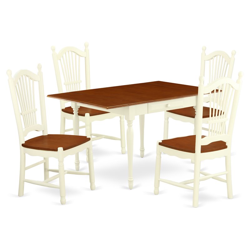 Pemberly Row 5-Piece Wood Dining Set in Buttermilk and Cherry Finish