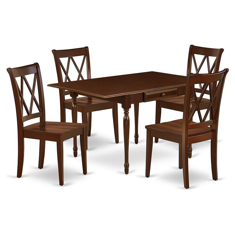 Pemberly Row 5-Piece Wood Dining Set with X-Back Chairs in Mahogany