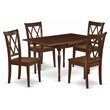 Pemberly Row 5-Piece Wood Dining Set with X-Back Chairs in Mahogany