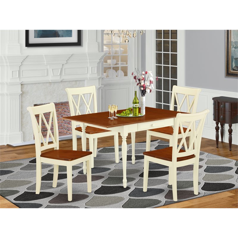 Pemberly Row 5-Piece Wood Dining Set with Chairs in Cherry Finish