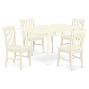 Pemberly Row 5-Piece Wood Dining Table Set in Linen White Finish
