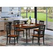 Pemberly Row 5-Piece Black and Cherry Wood Dining Set with Panel Back Chairs