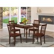 Pemberly Row 5-Piece Wood Dining Set with Ladder Back Chairs in Mahogany