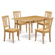 Pemberly Row 5-Piece Wood Dining Set with Drop Leaf Table in Oak