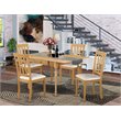 Pemberly Row 5-Piece Oak Dining Set with Drop Leaf Table and Faux Leather Seats
