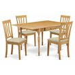 Pemberly Row 5-Piece Oak Wood Dining Set with Linen Fabric Chairs