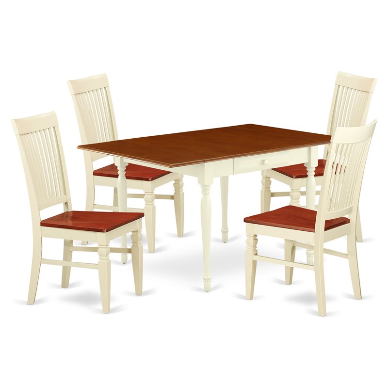 Pemberly Row 5-Piece Dining Set in Buttermilk & Cherry Wood Finish