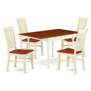 Pemberly Row 5-Piece Dining Set in Buttermilk & Cherry Wood Finish