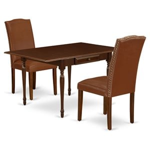 Pemberly Row 3-Piece Wood Dining Set in Mahogany Finish