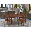 Pemberly Row 5-Piece Wood Dining Set with Slat Back Chairs in Mahogany