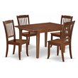 Pemberly Row 5-Piece Wood Dining Set with Slat Back Chairs in Mahogany
