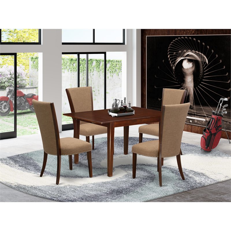 Pemberly Row 5-Piece Dinette Set with Butterfly Leaf in Mahogany