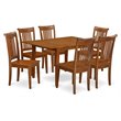 Pemberly Row 7-Piece Wood Dining Table Set in Saddle Brown Finish