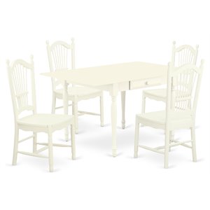 Pemberly Row 5-Piece Wood Dining Set with Drop Leaves in Linen White