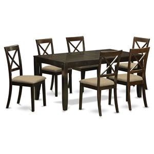 Pemberly Row 7-Piece Wood Dining Set with X-Back Chairs in Cappuccino