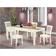 Pemberly Row 5-Piece Wood Dining Set with Linen Seat in White