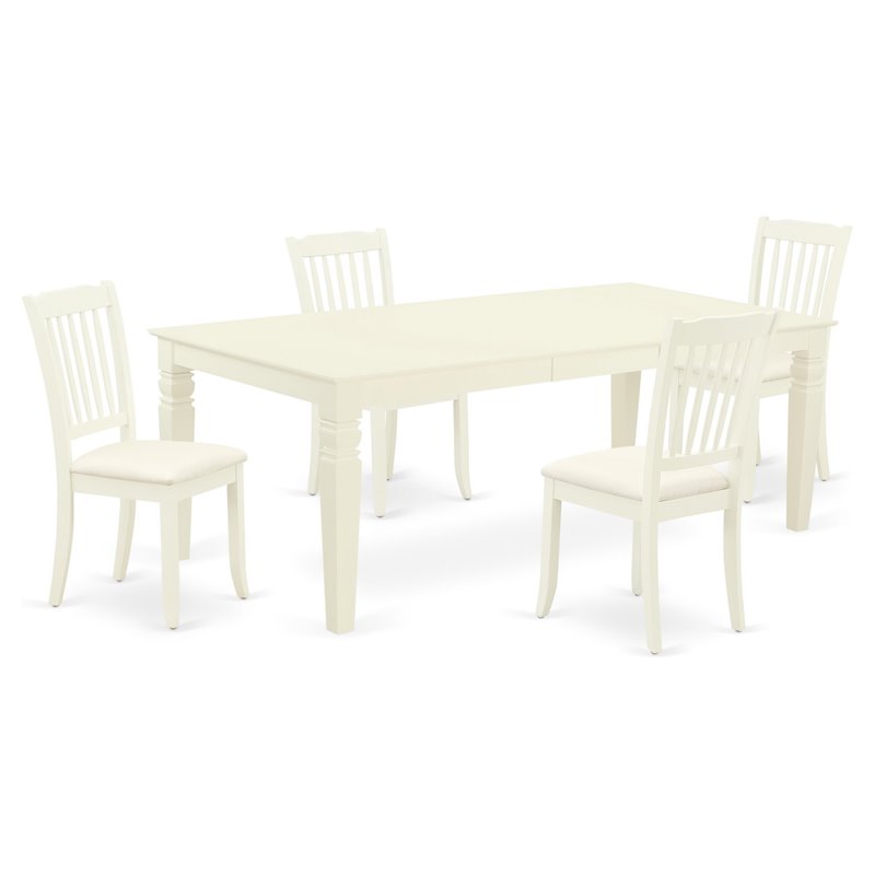 Pemberly Row 5-Piece Wood Dining Set with Linen Seat in White