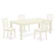 Pemberly Row 5-Piece Wood Dining Set with Linen Seat in White