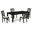 Pemberly Row 5-Piece Wood Dining Set with Fabric Seat in Black