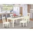 Pemberly Row 5-Piece Wood X-Back Dining Set with Linen Seats in White