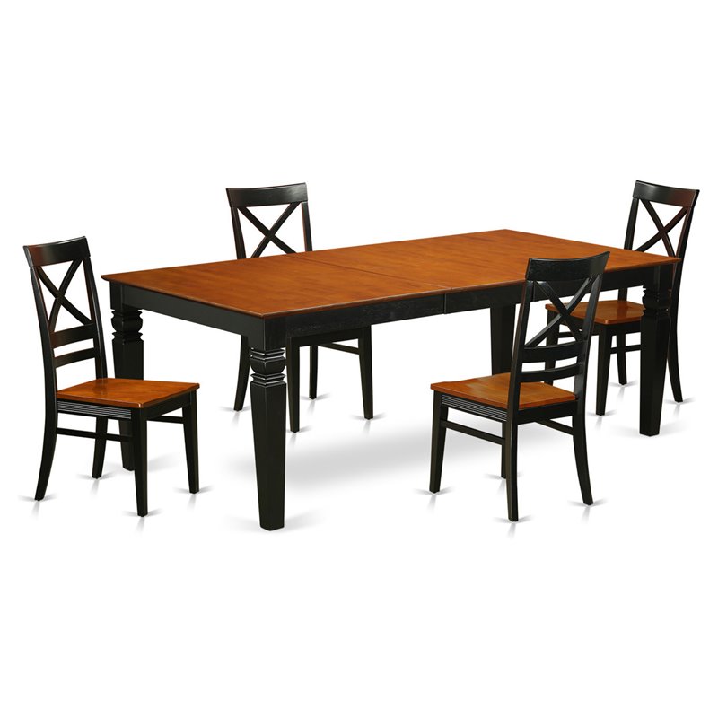 Pemberly Row 5-Piece Dining Table and Chairs in Black and Cherry