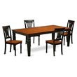 Pemberly Row 5-Piece Dining Set with Wood Seat in Black and Cherry
