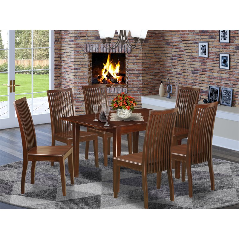 Pemberly Row 7-Piece Dining Table and Chairs with Mahogany Finish