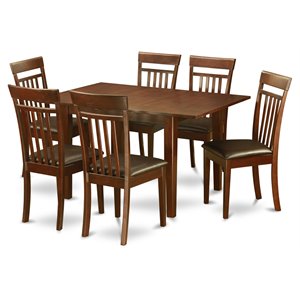 Pemberly Row 7-Piece Wood Dining Table Set with Mahogany Finish