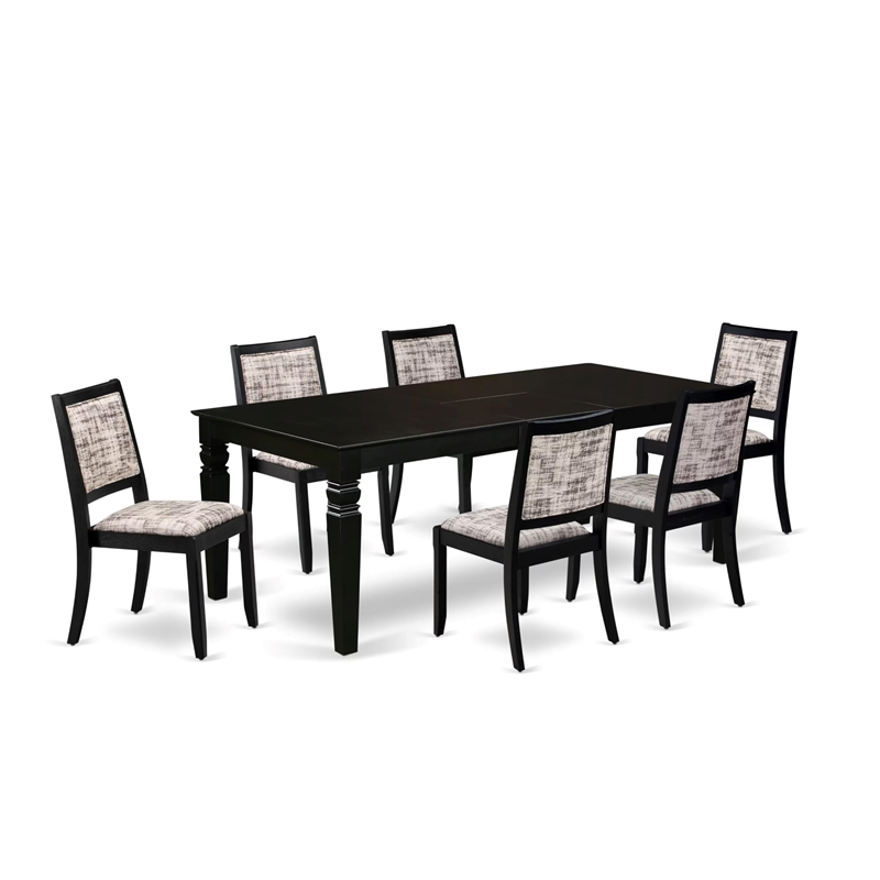 Pemberly Row 7-Piece Dining Set with Rubberwood Table & Faux Leather Seats