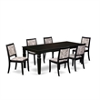 Pemberly Row 7-Piece Dining Set with Rubberwood Table & Faux Leather Seats