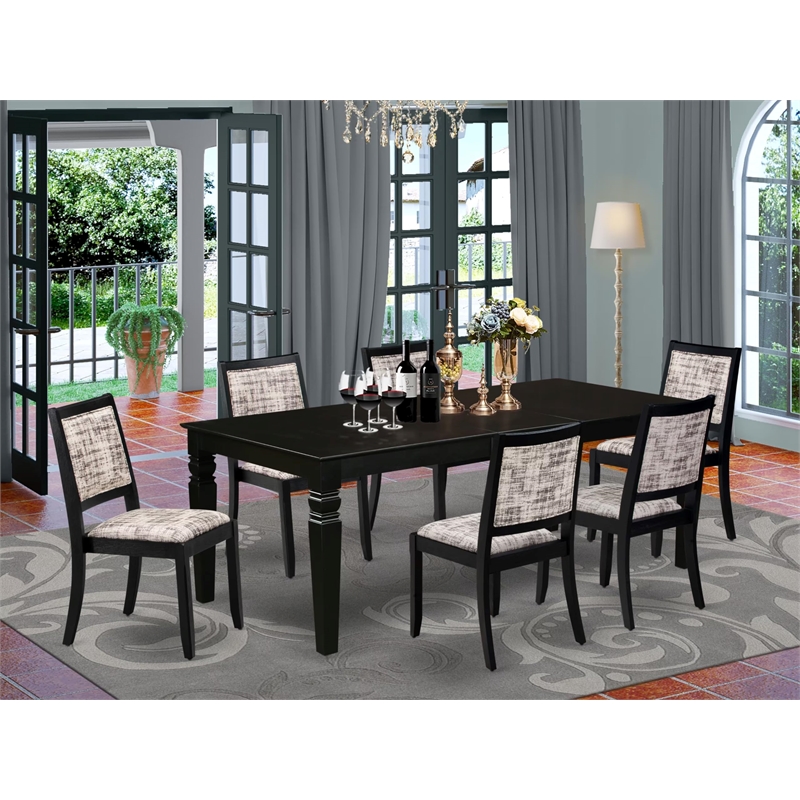 Pemberly Row 7-Piece Dining Set with Rubberwood Table & Faux Leather Seats