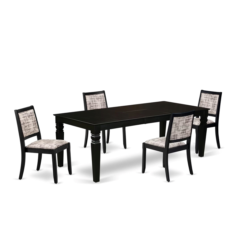 Pemberly Row 5-Piece Dining Set with Faux Leather Seats in Black Finish