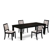 Pemberly Row 5-Piece Dining Set with Faux Leather Seats in Black Finish