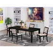 Pemberly Row 5-Piece Dining Set with Faux Leather Seats in Black Finish